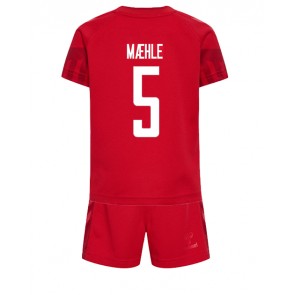 Maillot de foot Danemark Joakim Maehle #5 Domicile enfant Monde 2022 Manches Courte (+ pantalon court)